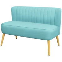 HOMCOM Sofa Retrodesign 2-zitsbank, houten poten, 117 cm x 56,5 cm x 77 cm, Groente(m-1)