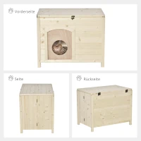 PawHut Hundehütte Hundehaus faltbar Haustierhaus katzenhaus Massivholz Natur 78 x 51 x 62 cm(m-5)