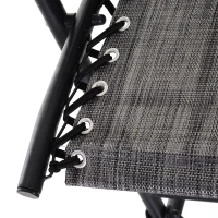 Outsunny Schaukelstuhl, Klappbare Schaukelliege, Gartenliege, Schwungliege, Schaukelsessel mit Kopfkissen, Stahl + Texteline, Grau bis 120 kg 90 x 64 x 110 cm(m-7)