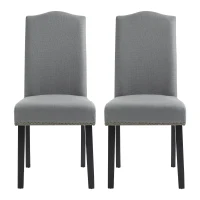 HOMCOM Esszimmerstühle 2er Set Küchenstuhl mit Rückenlehne, Sitzfläche aus Leinen, Schaumstoff, E1 MDF Kautschukholz, Grau, 47x63,5x103,5 cm(m-10)