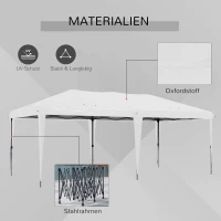 Outsunny Faltpaviljoen Tuinpaviljoen Partytent, inklapbaar, weerbestendig, 5,9 m x 2,95 m x 2 m, Wit(m-4)