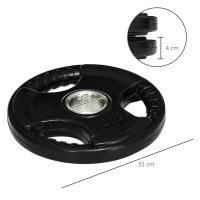 SPORTNOW Hantelscheibe, 2er-Set, 10 kg pro Scheibe, drei Griffe, bodenschonender Gummimantel, Metall(m-3)