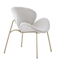 Set di 2 Sedie Imbottite in tessuto effetto velluto con Gambe in Metallo Dorato, Beige(m-6)