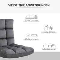 HOMCOM Slaapbank Stoel, verstelbare rugleuning, fluweelachtige uitstraling, 55 cm x 71 cm x 53,5 cm, Grijs(m-6)