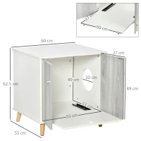 PawHut Katzenschrank für Katzentoilette Katzenklo Katzenhaus Katzenbett mit Türen Ausziehplatte 60 x 55 x 62,5 cm(m-3)
