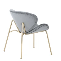 Set di 2 Sedie Imbottite in tessuto effetto velluto con Gambe in Metallo Dorato, Grigio(m-6)