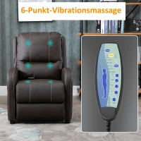 HOMCOM Massagesessel TV-Sessel elektrisch Relaxsessel Wohnzimmersessel 165°-Neigung PU Metall dunkelbraun 70 x 88 x 100 cm(m-4)