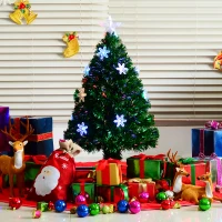 HOMCOM Weihnachtsbaum klein, Mini Christbaum, Tisch-Tannenbaum 12 LED-Lichter 90 Spitzen PVC Grün ∅45 x 90 cm(m-2)