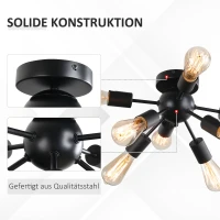 HOMCOM Deckleuchte Deckenlampe Wandlampe Glas Bürolampe LED Deckenbeleuchtung für Bad Küche Balkon Korridor 40W, Schwarz, Stahl, 36x36x21 cm(m-5)