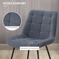 HOMCOM zestaw 2 krzeseł do jadalni, krzeseł kuchennych, krzeseł tapicerowanych z oparciem, aksamit(m-5)