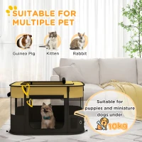 PawHut Foldable Dog Pen with Storage Bag for Indoor/Outdoor Use, Portable Pet playpen, with Ground Stakes - Yellow(m-4)