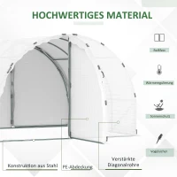 Outsunny Foliengewächshaus begehbares Gewächshaus 287 x 292 x 195 cm Gartentunnel Folientunnel Tunnelgewächshaus Treibhaus Garten Metall Weiß(m-4)