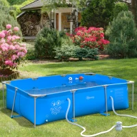 Outsunny Rahmenpool mit Schlauch Draht Swimmingpool Schwimmbad Ablassventil für sauberen Wasser 1000D PVC Stahl Blau 292 x 190 x 75 cm(m-2)