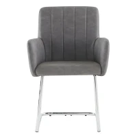 Set di 2 Sedie Moderne da Pranzo Imbottite in Finta Pelle e Gambe Metalliche per Camera e Studio, 46x50x856 cm, GRIGIO(m-9)