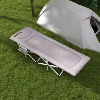 Outsunny Veldbed, Campingbed, opvouwbaar, zacht, tot 200 kg, roestvrij stalen frame, 200x65x42cm, Grijs(m-8)