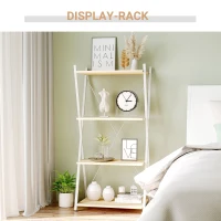 HOMCOM Bücherregal X-Form Standregal mit 4 Ebenen Aufbewahrungsregal für Wohnzimmer Schlafzimmer Küche Büro Spanplatte Metall Natur 54 x 35 x 110 cm(m-7)