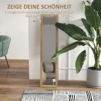 HOMCOM Spiegel Staande Spiegel Wandspiegel, 37 cm x 40 cm x 155 cm, inclusief ophanghaak, Zilver + Eikenhout(m-4)