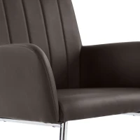 Set di 2 Sedie da Pranzo Moderne in finta pelle con Seduta Imbottita e Gambe Metalliche, 43x55x83cm, Marrone scuro(m-7)