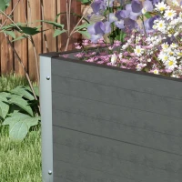 Outsunny Houten Tuinbed Kruidentuin, Weerbestendig, Open Bodem, 60 x 60 x 30 cm, Donkergrijs(m-7)