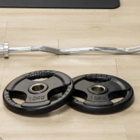 SPORTNOW Hantelscheibe, 2er-Set, 10 kg pro Scheibe, drei Griffe, bodenschonender Gummimantel, Metall(m-8)