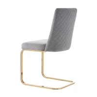 Set di 2 Sedie Imbottite in tessuto effetto velluto con Design a Diamante sul Retro, Beige(m-9)