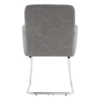 Set di 2 Sedie Moderne da Pranzo Imbottite in Finta Pelle e Gambe Metalliche per Camera e Studio, 46x50x856 cm, GRIGIO(m-10)