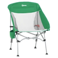 Outsunny Campingstuhl kompakt mit Tragetasche Kleiner ultraleichter klappbarer für Outdoor Zelten Picknick Wandern max Belastung 150 kg Grün+Silber 65 x 80 x 96 cm(m-1)