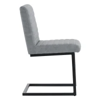 Juego de 2 Sillas de Comedor Modernas con Asiento Acolchado Patas Metálicas en Zigzag de Cuero Sintético Gris Claro(m-10)