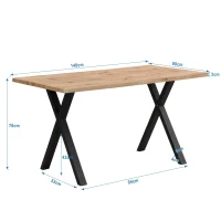 Tavolo da Pranzo Rettangolare Moderno Effetto Legno con Gambe Incrociate, Nero e Marrone(m-3)