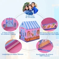 HOMCOM Spielzelt für Kinder Kinderspielhaus mit Bonbonhausmuster Kinderspielzelt ab 3 Jahren Spielhaus für innen und außen Rollenspiel Geschenk für Kinder 93 x 69 x 103 cm(m-5)