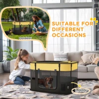 PawHut Foldable Dog Pen with Storage Bag for Indoor/Outdoor Use, Portable Pet playpen, with Ground Stakes - Yellow(m-7)