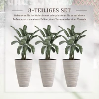 Outsunny 3er-Set Blumentöpfe, Pflanztöpfe, Indoor, Outdoor, 70 cm, Cremeweiß(m-6)