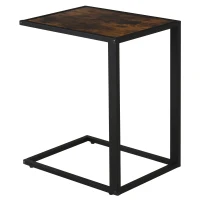 HOMCOM bijzettafel in C-vorm, koffietafel, salontafel, statafel, tafel, metaal, MDF, rustiek-bruin, 40,6 x 50,8 x 64,2 cm(m-9)