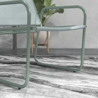 Outsunny 3-delige tuinmeubelset, 2 stoelen met ademende stoffen bekleding, 1 ronde tafel Ø60 cm, Groen(m-8)