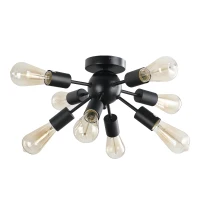 HOMCOM Deckleuchte Deckenlampe Wandlampe Glas Bürolampe LED Deckenbeleuchtung für Bad Küche Balkon Korridor 40W, Schwarz, Stahl, 36x36x21 cm(m-10)