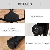 HOMCOM Heimtrainer F-Bike Fahrradtrainer Schwungrad Trimmrad mit 8 stufig einstellbarem Magnetwiderstand Rädern Stahl ABS Schwarz 97-107 x 53 x 22 cm(m-4)