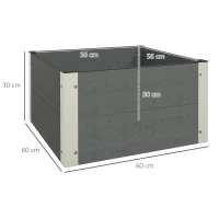Outsunny Houten Tuinbed Kruidentuin, Weerbestendig, Open Bodem, 60 x 60 x 30 cm, Donkergrijs(m-3)