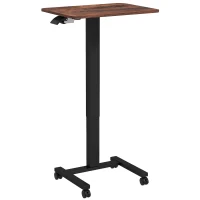 Vinsetto Stehpult Stehtisch, Laptoptisch, höhenverstellbar, 4 Rollen, 65 cm x 48 cm x 108 cm, Braun + Schwarz(m-1)