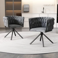 Sedia da Pranzo in tessuto effetto velluto Girevole a 360° e Imbottite, Design Ergonomico e Struttura in Metallo, Grigio(m-1)