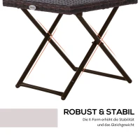 Outsunny Tuintafel bijzettafel opvouwbare poly-rotan bloemenstandaard tuinmeubelen terras(m-5)