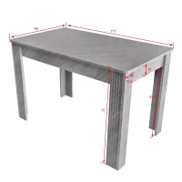 Mesa de Comedor Rectangular Mesa de Comedor Moderna y Minimalista Efecto Cemento 117x68x75 cm Gris(m-3)