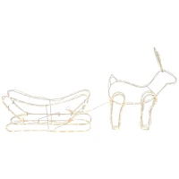 Outsunny Rentier-Motivleuchte Weihnachtsdekoraton, LED-Lichter, 103 cm x 21,5 cm x 44 cm, Weiß(m-9)