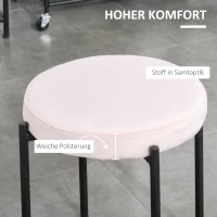 HOMCOM 4er-Set Hocker, Esszimmerhocker, Samtoptik, Rosa + Schwarz(m-5)