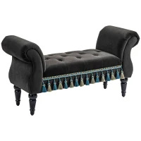 HOMCOM Ławka Tapicerowana, Ławka, Vintage Design, do 150 kg, 117x40x58 cm, Ciemnoszary(m-10)