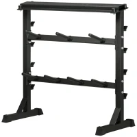 HOMCOM Hantelständer, für Hantelscheiben, Ablage für Stangen, bis 150 kg, Stahl, schwarz, 100 x 55 x 102cm(m-9)