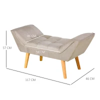 HOMCOM Polsterbank Sitzbank Schuhbank Pianobank Bettbank für Schlafzimmer Wohnzimmer, Leinen+Holz, Beige, 117x46x55cm(m-3)