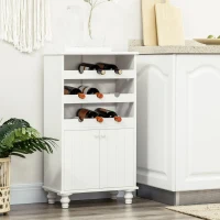 HOMCOM Weinregal mit Schrank, Weinschrank, Buffetschrank, für 9 Weinflaschen, Kiefernholz, Weiß,(m-2)