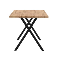 Tavolo da Pranzo Rettangolare Moderno Effetto Legno con Gambe Incrociate, Nero e Marrone(m-7)