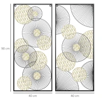 HOMCOM 3D -Wandbild Abstrakte Formen Moderne Wanddekoration Metall Gold + Schwarz(m-3)