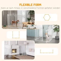 PawHut Puppy Playpen, modulair ontwerp, inklapbaar, stalen frame, voor binnengebruik, wit, 90 x 123 x 102cm(m-4)